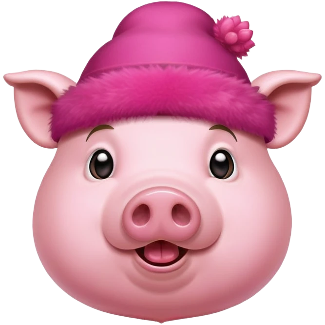Pig with a raspberry hat emoji