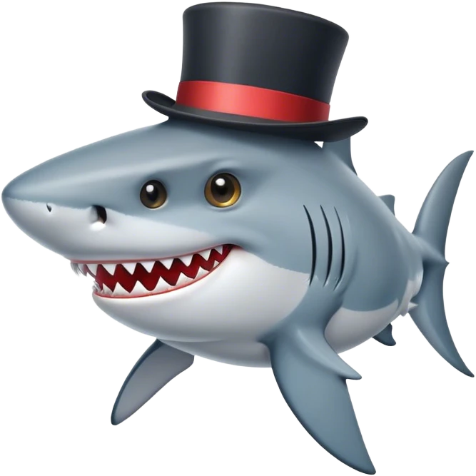 Shark with a top hat emoji