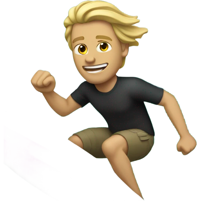 Man with long blonde hair surfing a wave emoji