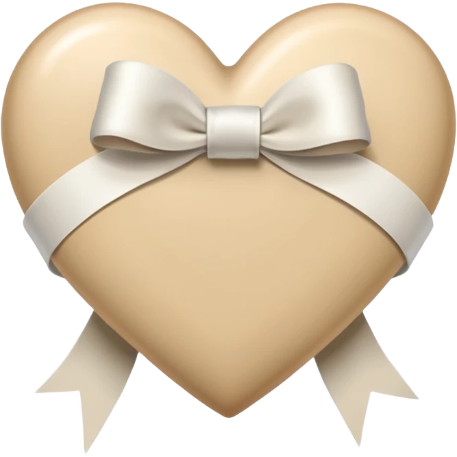 beige heart with white ribbon emoji