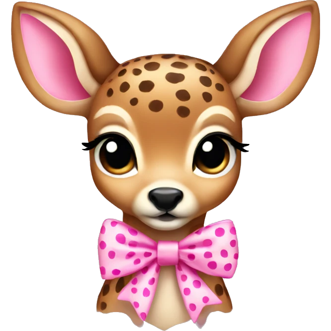 baby deer with pink cheetah print bow emoji