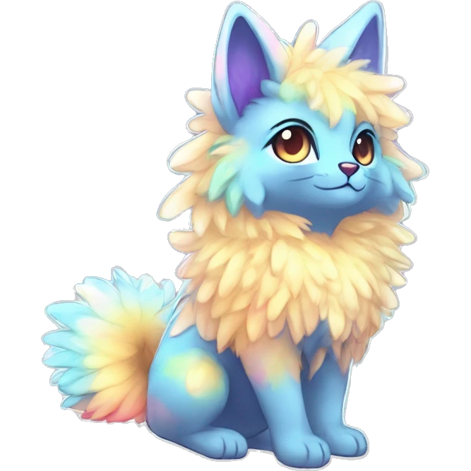 Shiny Sparkly Colorful Fluffy beautiful fantasy Kawaii Ethereal Anthro Sona Fakemon-animal Full Body emoji