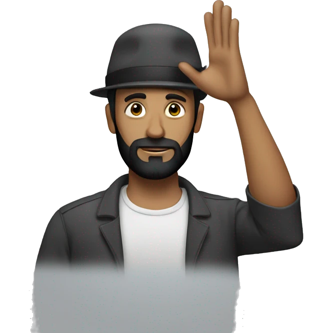  man with black beard doing a salute emoji