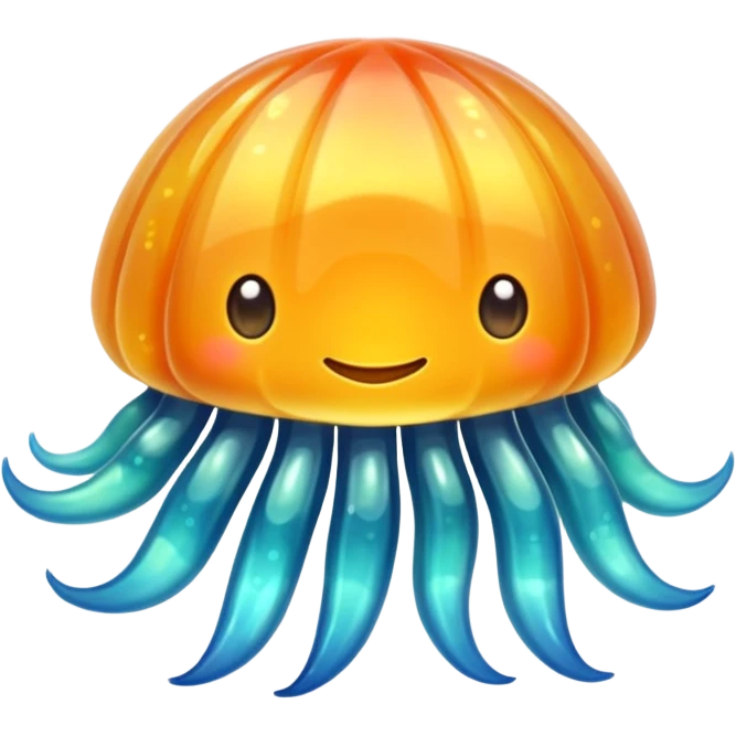 Translucent Jelly-like Bright Shimmering Coastal Pokémon-Fakémon-Digimon-Creature, (full body) emoji