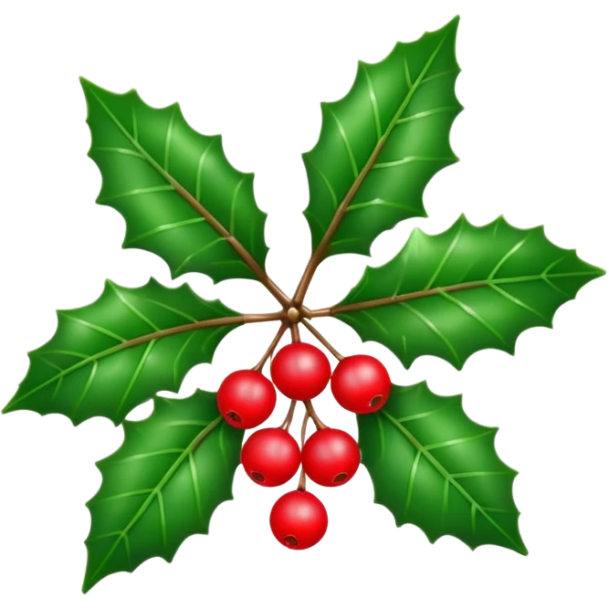 Christmas holly with three leaf emoji