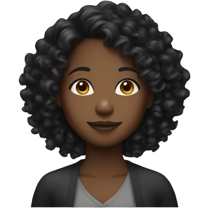 Black girl with medium length curly hair emoji