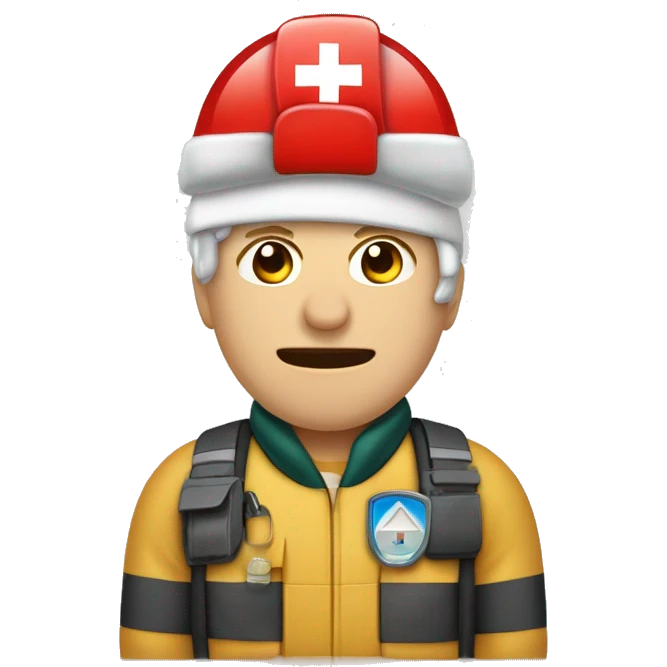 Técnico en emergencias sanitarias con disfraz navideño emoji
