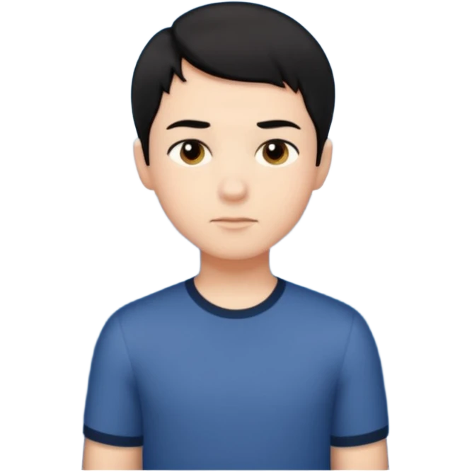 An Emoji of boy with short black hair, who can be described by three words: perfectionist, air, ocean emoji