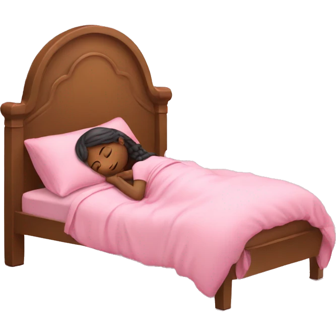 Girl sleeping in pink bed emoji