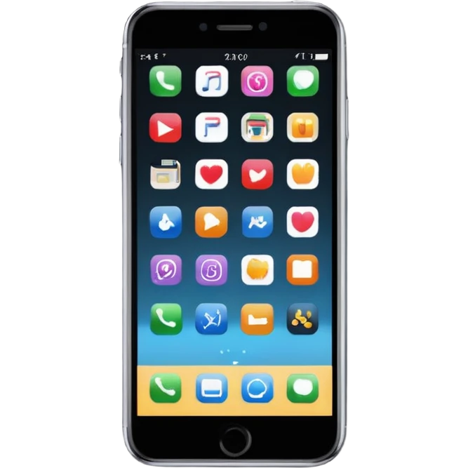 smartphone black with icons on screen in landscape emoji