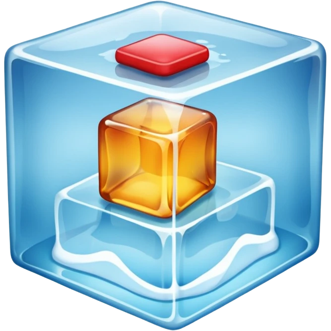Clothes and accessories inside a large ice cube emoji