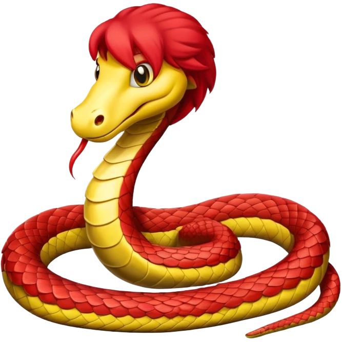 Snake with red haired wig emoji