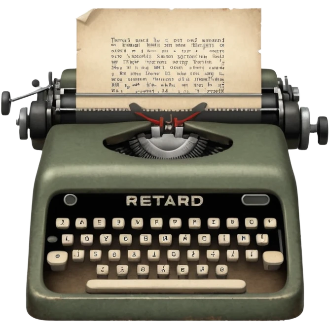 Typewriter with paper that says retard on paper no logo on typewriter  emoji
