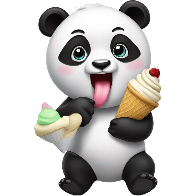 Panda eating ice cream emoji