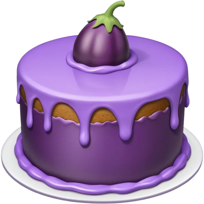 Cake with eggplant emoji