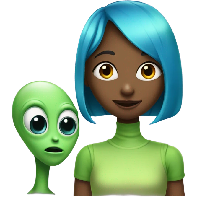 Girl with alien emoji