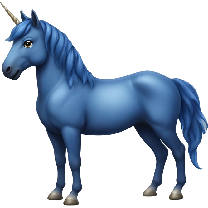Full body realistic Indigo blue unicorn emoji