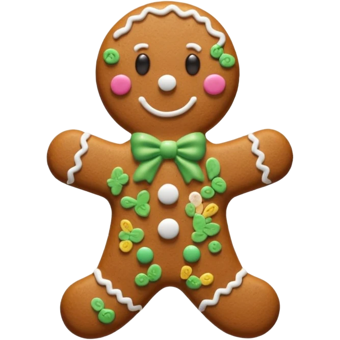 gingerbread man saying happy new year emoji