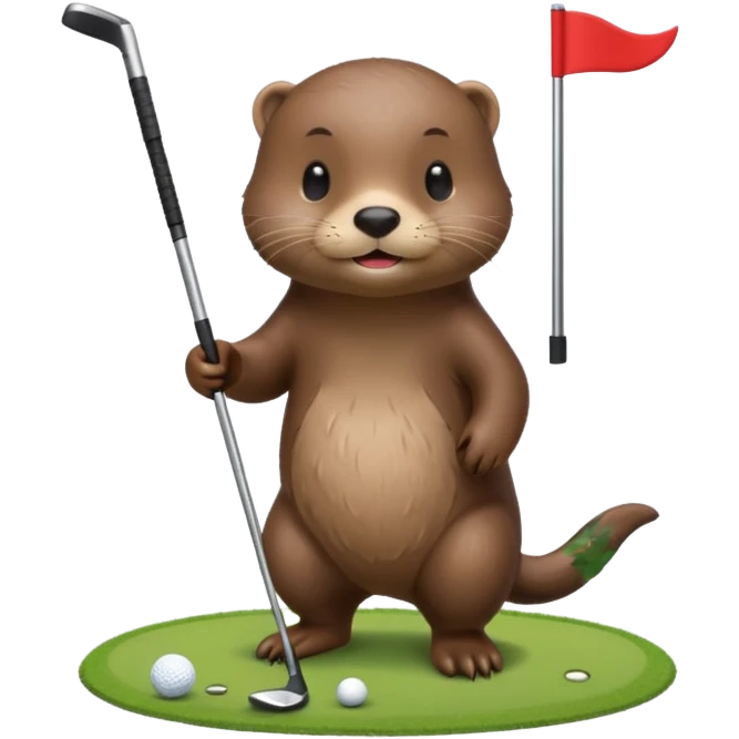 Cute Otter golfing emoji