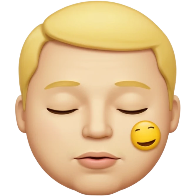 A male emoji with big fat lips with it’s eyes closed not smiling with its mouth closed and it’s yellow emoji