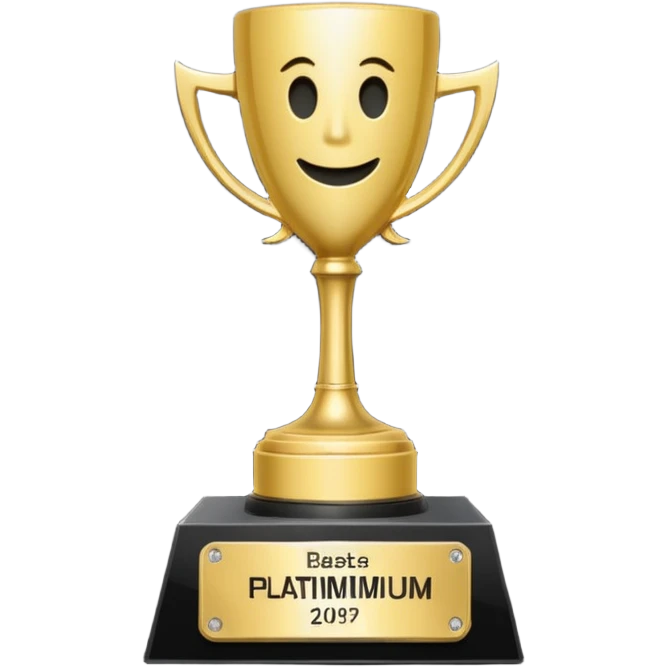 A dark metal platinum music award plaque emoji