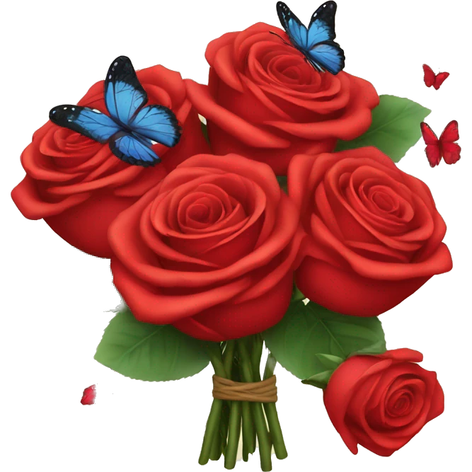 Red Roses bouquet with butterflies emoji