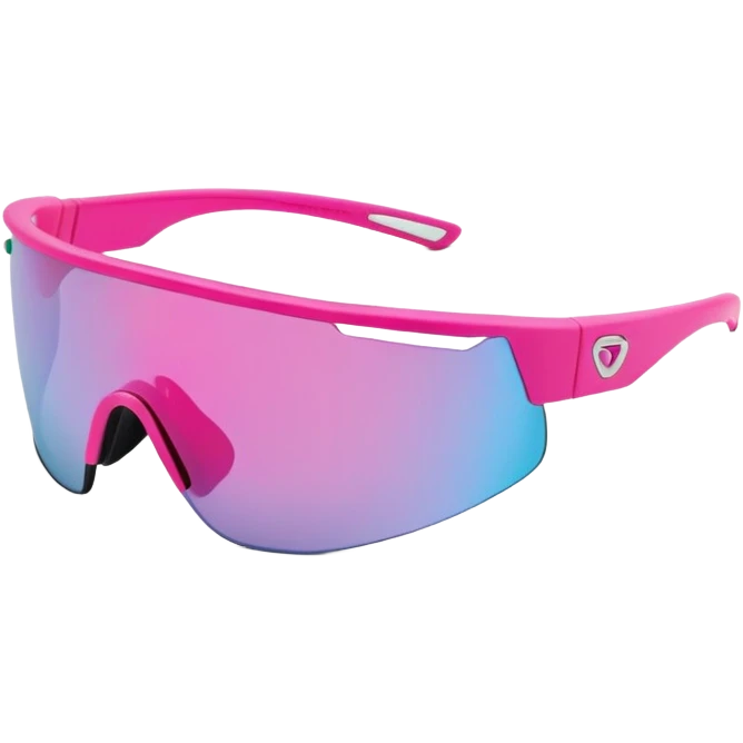 sporty pink shield visor sunglasses with robust thick frame, athletic design for cyclists, substantial build, one-piece lens with anti-glare coating emoji