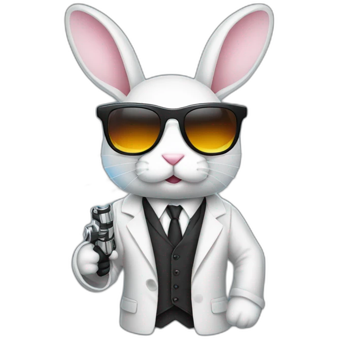 Rabbit with suit and sunglasses and  lightsaber light on completely emoji