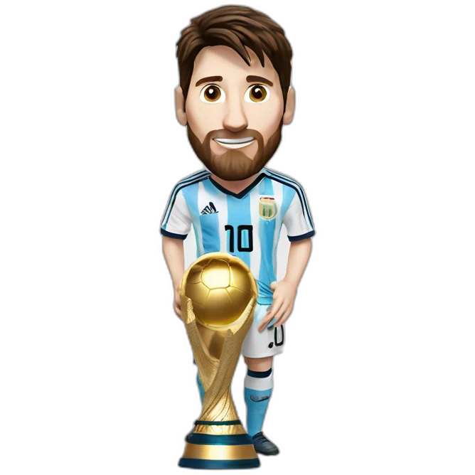 Lionel Messi with world cup trophy emoji