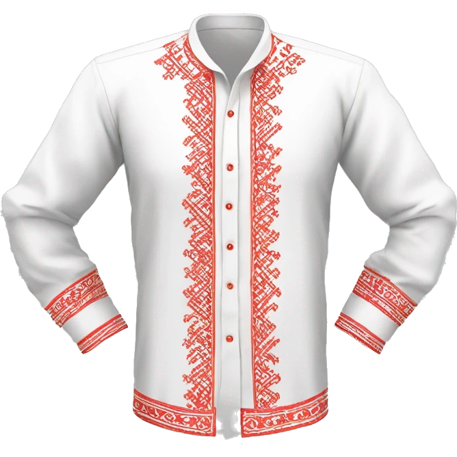 Shirt 👚 vyshyvanka, white with red embodiary on sleeves emoji
