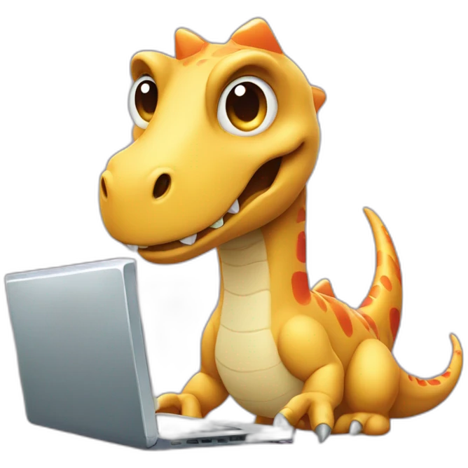 Dinosaur with a computer emoji