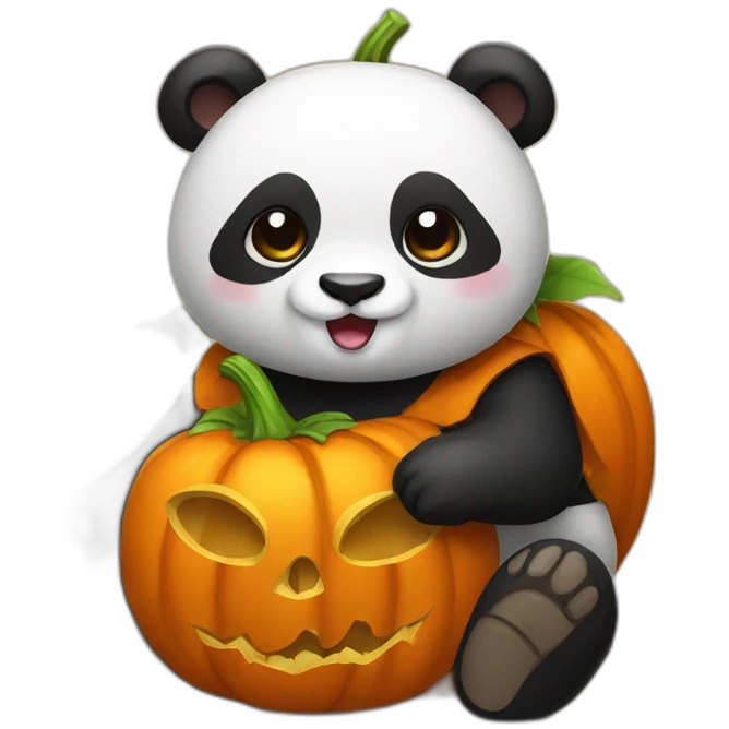 panda dressed as a pumpkin emoji