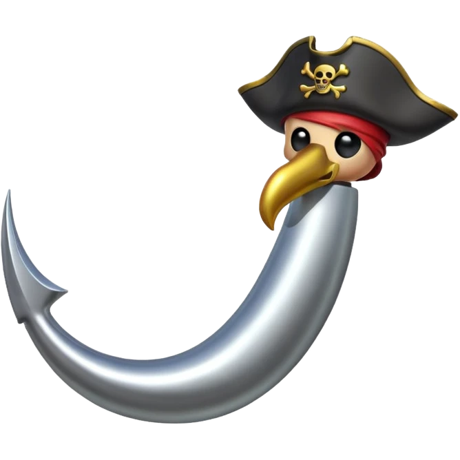 Pirate Hook, clean vector emoji, with rich details, no face on objects, white background emoji