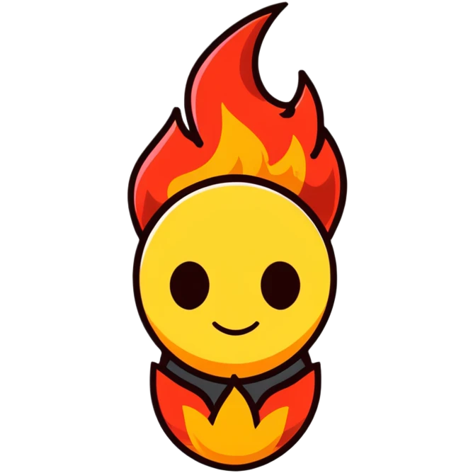 head with fire, expressionless face emoji
