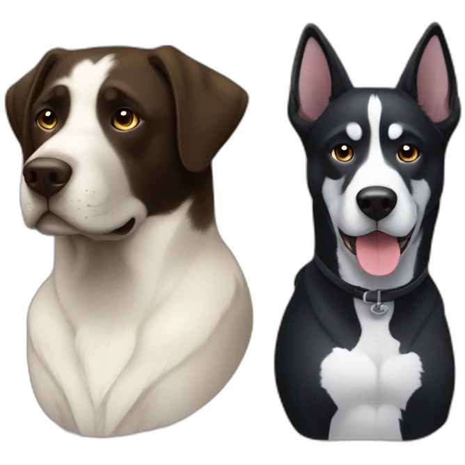 Labrador noir et un husky emoji