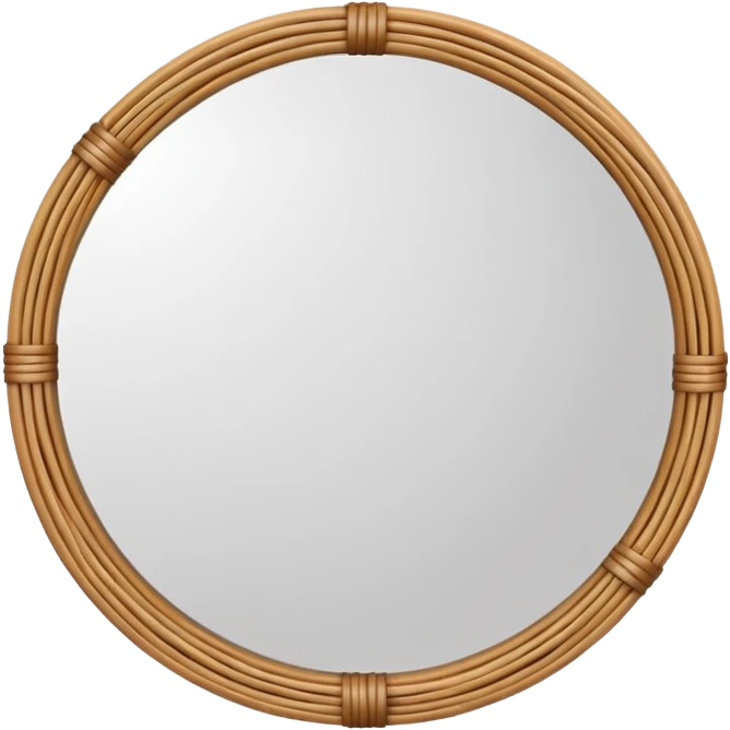 Rattan mirror boho emoji