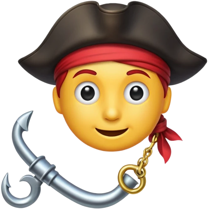 Pirate Hook, clean vector emoji, with rich details, no face on objects, white background emoji