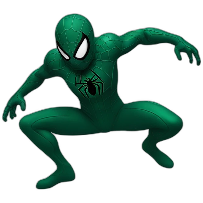 Man spider suit dark green in action emoji