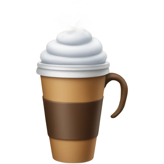 Takeaway coffee cup with steam above emoji