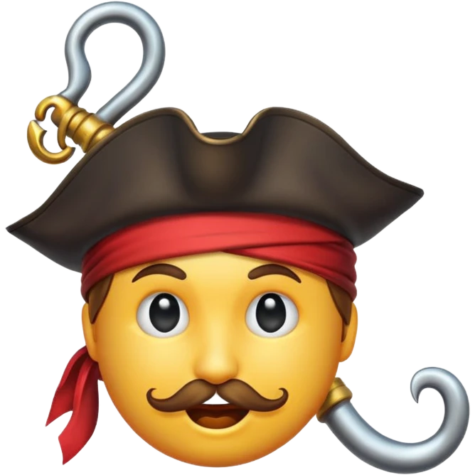 Pirate Hook, clean vector emoji,  white background emoji