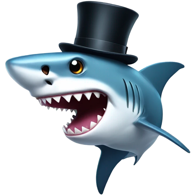 Shark with a top hat emoji