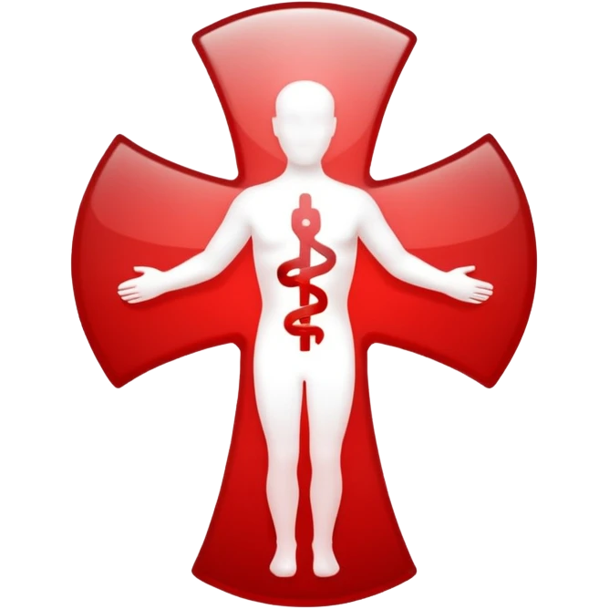 medical cross with a moving figure inside emoji