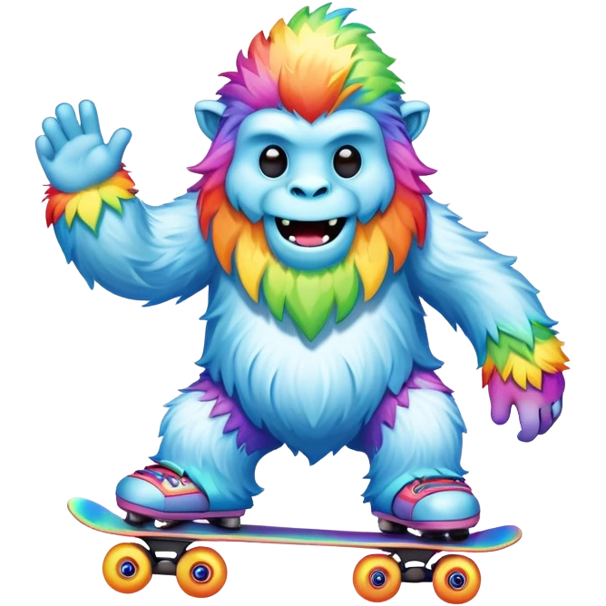 a skating rainbow yeti  emoji