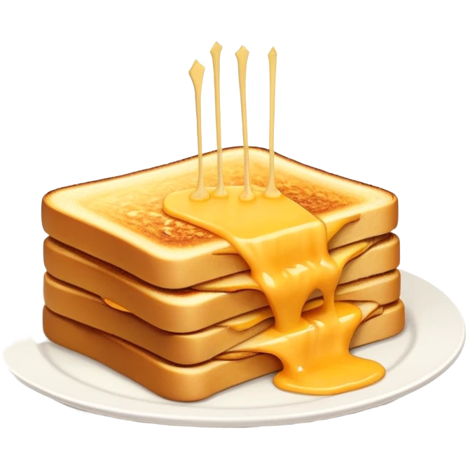 Half-eaten kaas tosti with cheese strings stretching emoji