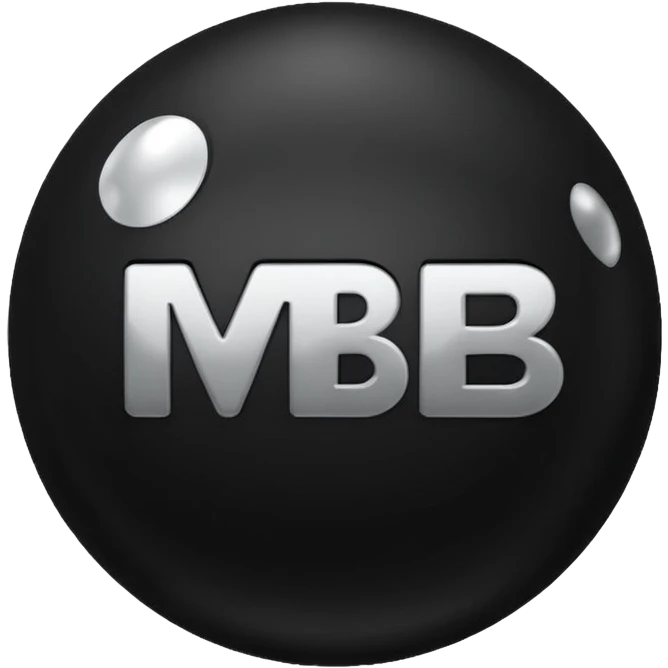 Black Ball with MB written on it. Nothing else no holes. emoji