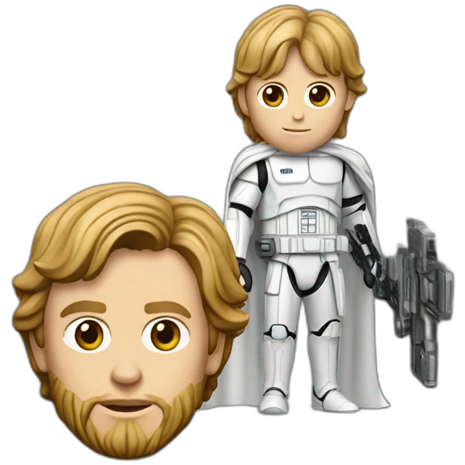 Luke skywalker with iPhone 15 pro titanium with high detail emoji