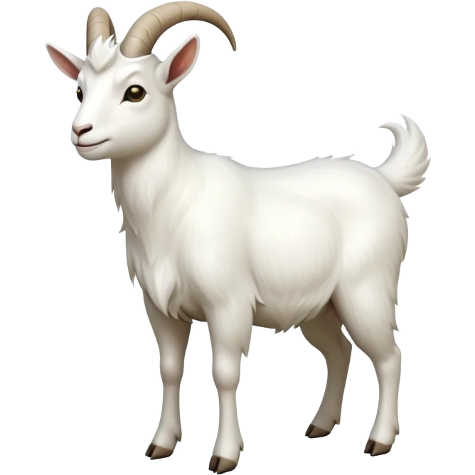 cinematic-[white goat]-realistic-full-body-standing-emoji,-tail-flicking-lazily,-head-tilted-dramatically,-sleek-[white]-fur,-simplified-yet-realistic-focused-features,-highly-detailed,-glowing-with-an-almost-sarcastic-glow emoji