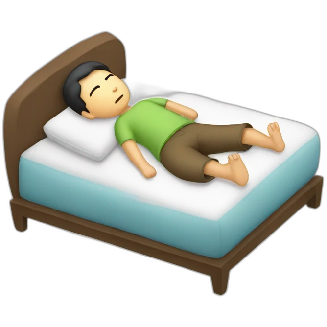 Asian guy sleeping on side with a pillow between his foot emoji