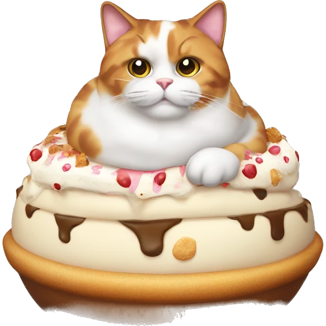 Realistic Fat calico cat with sundae emoji