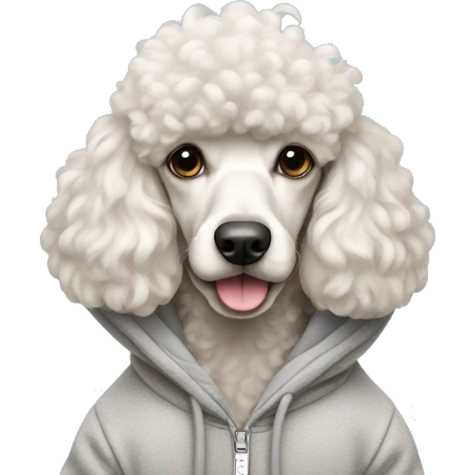 Poodle wearing a hoodie emoji